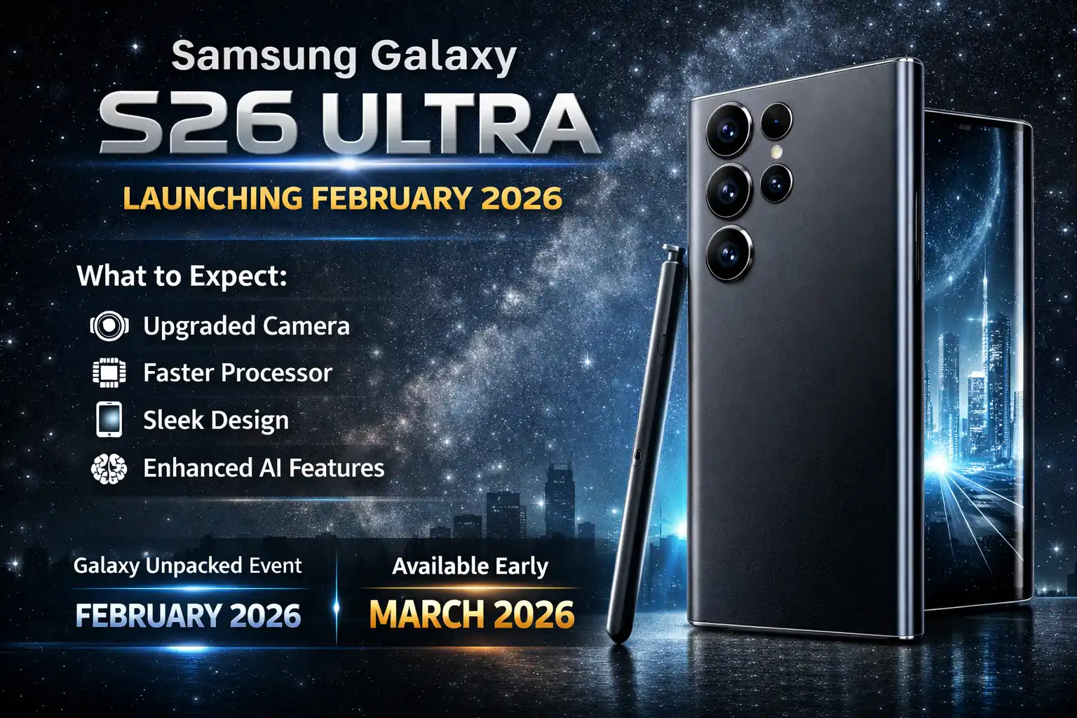 Thumbnail for: Samsung Galaxy S26 Ultra – Launch Date, Rumors & What to Expect